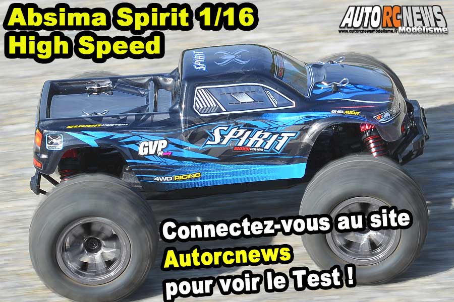 essai monster truck absima high speed 1/16 rtr 4wd réf : 16002 distribué par gvp racing