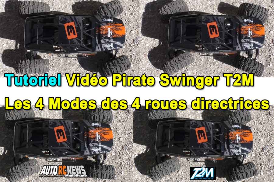 tutoriel vidéo du crawler t2m pirate swinger électrique t4942. Les 4 modes des 4 roues directrices expliqués en détail.