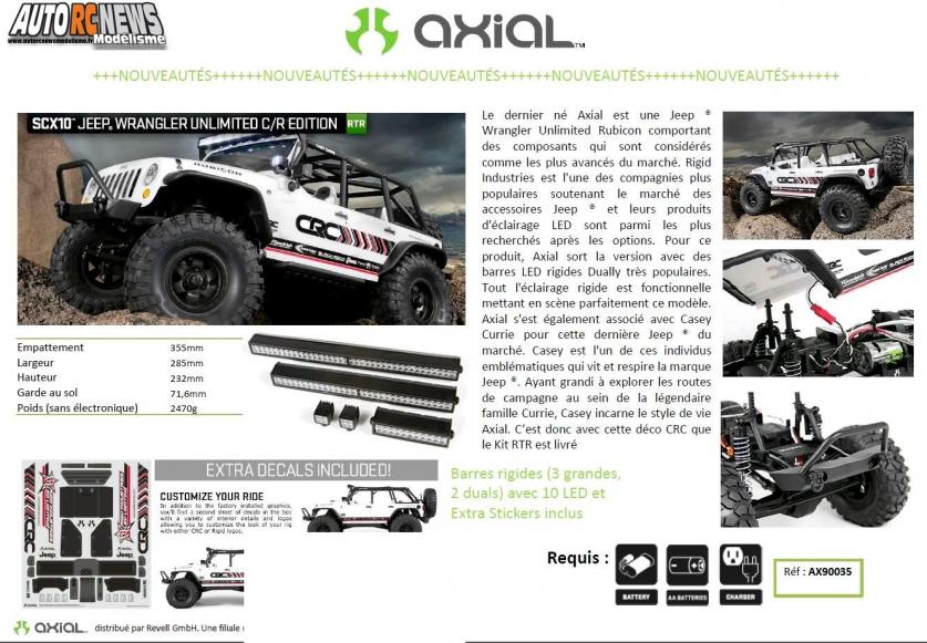 Axial SCX10 Jeep Wrangler Unlimited Rubicon #ax90035 Nouvelle version dotée d'une déco CRC distribuée par Revelle France et disponible fin juin 2014.
